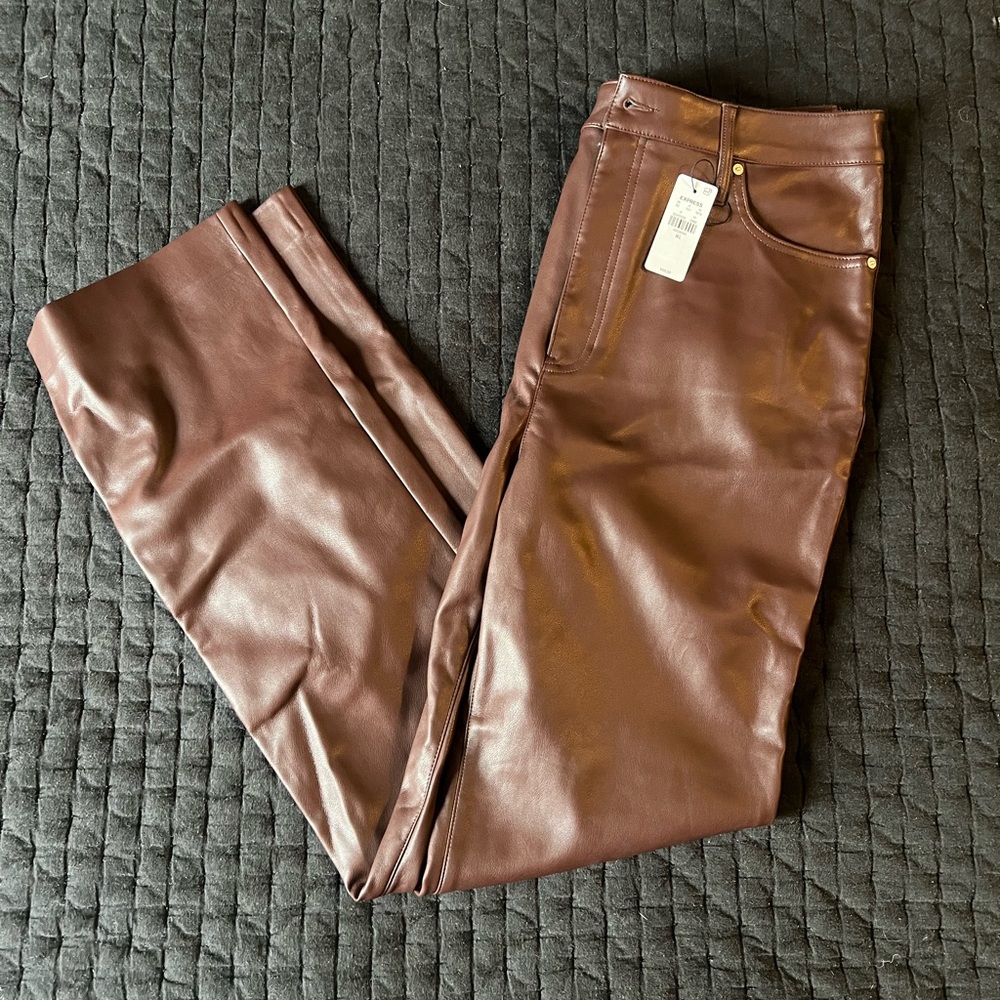 Express Chocolate Faux Leather Trousers